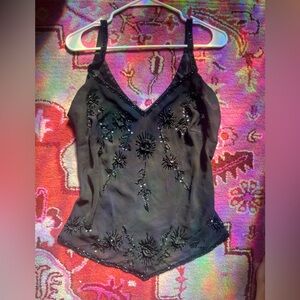 Elegant Black Embellished Women's Top